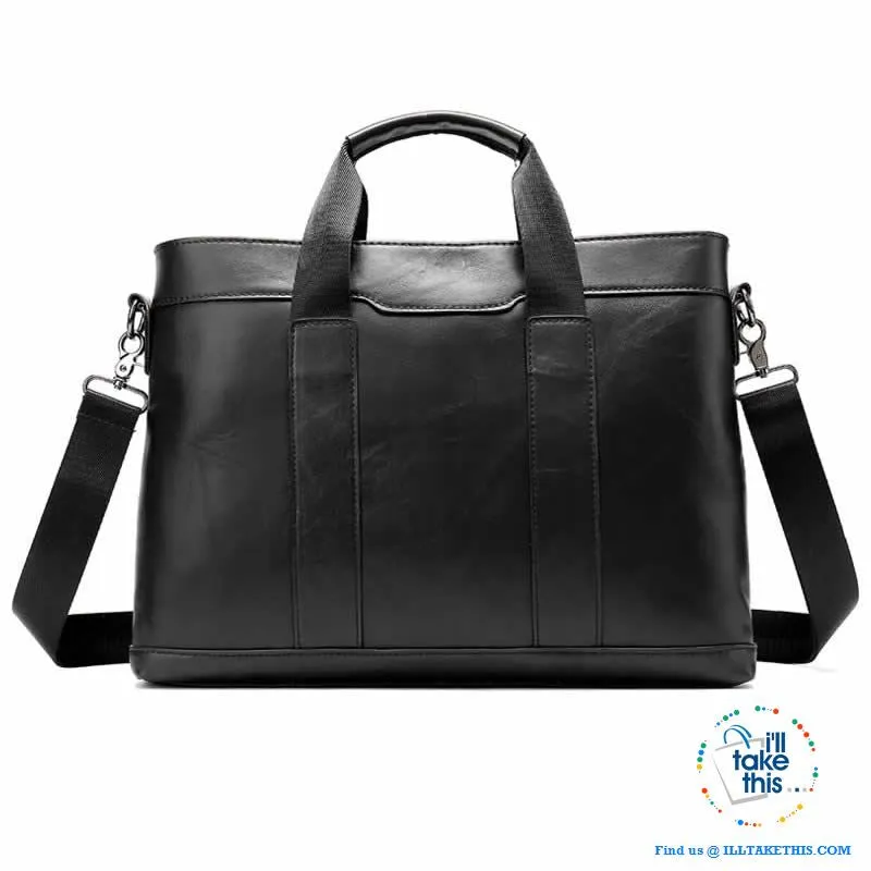 15" Men's Leather Briefcase, Ideal for Office essentials inc MacBook/iPad/Laptop   in Black or Brown