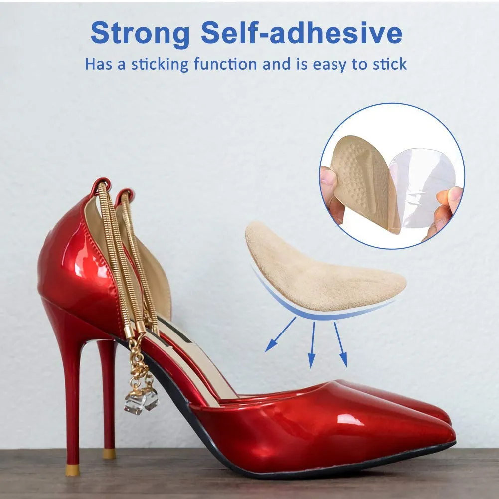 2 Pairs High Heel Shoe Insoles for Women, Haofy Anti-Slip Party Feet Shoe Gel Pads, One Size Fits All Shoes Too Big Insert Beige