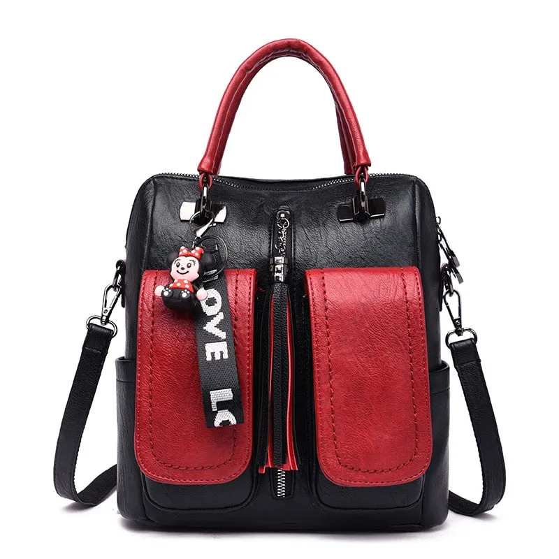 3-in-1 Women Backpacks Vintage Female Shoulder Bags Soft Leather Backpack Ladies Travel Back Pack Luxury Bags for Girls Mochila