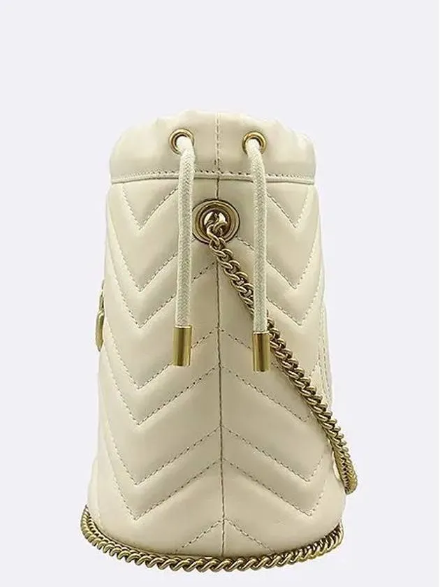575163 Ivory leather GG Marmont mini bucket cross bag