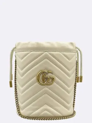 575163 Ivory leather GG Marmont mini bucket cross bag