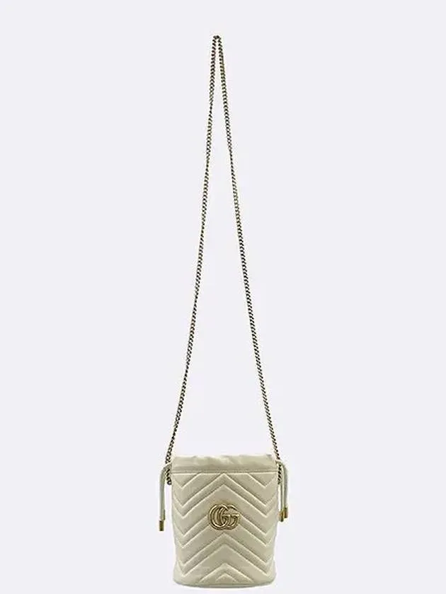 575163 Ivory leather GG Marmont mini bucket cross bag