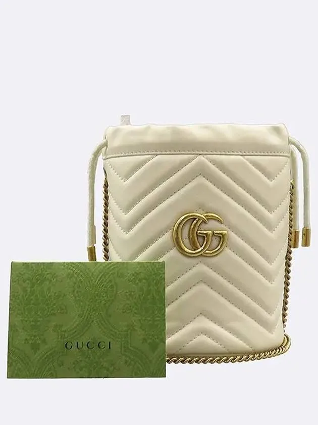 575163 Ivory leather GG Marmont mini bucket cross bag