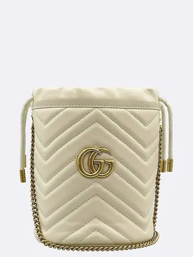 575163 Ivory leather GG Marmont mini bucket cross bag