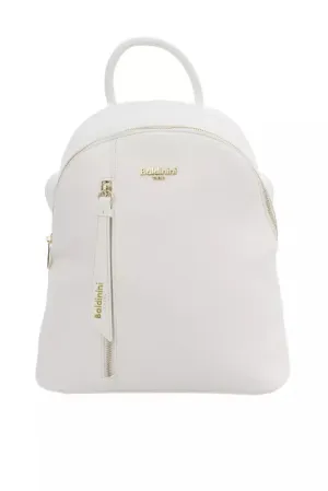 Baldinini Trend White Elegance Backpack with Golden Accents