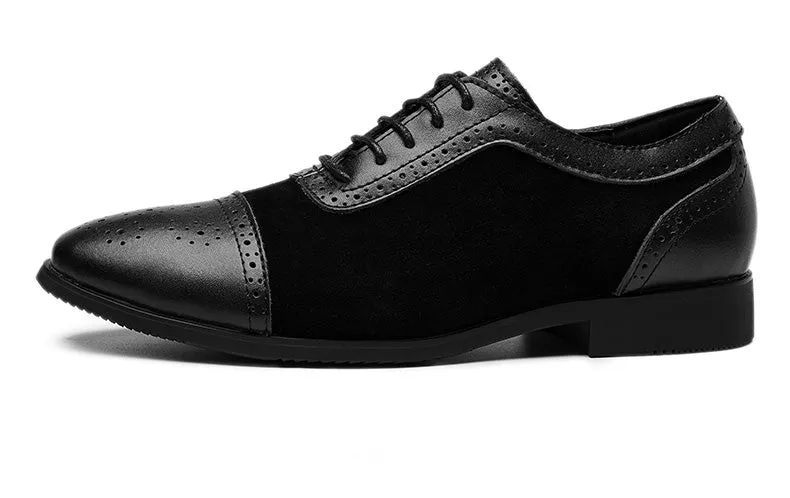 Bernie - Dark Academia Men's Cap Toe Oxford Genuine Leather and Suede Shoes
