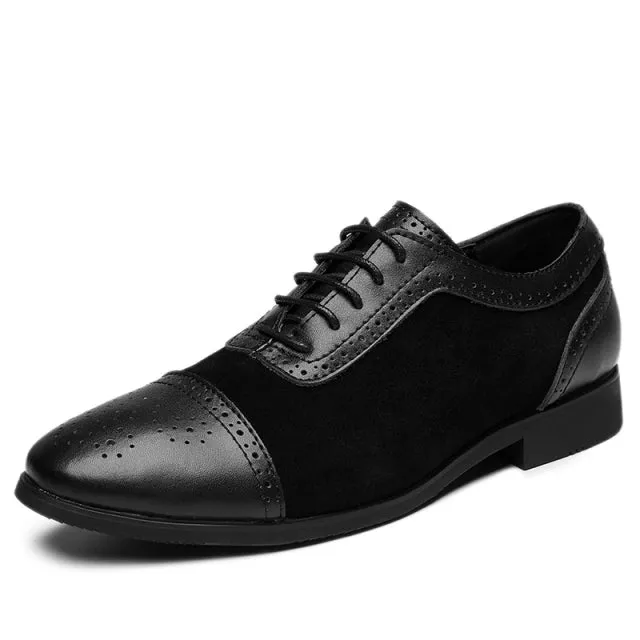 Bernie - Dark Academia Men's Cap Toe Oxford Genuine Leather and Suede Shoes