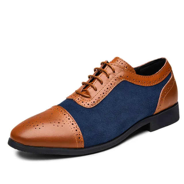 Bernie - Dark Academia Men's Cap Toe Oxford Genuine Leather and Suede Shoes