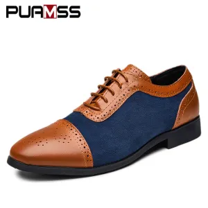 Bernie - Dark Academia Men's Cap Toe Oxford Genuine Leather and Suede Shoes
