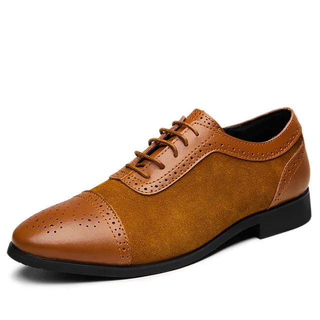 Bernie - Dark Academia Men's Cap Toe Oxford Genuine Leather and Suede Shoes