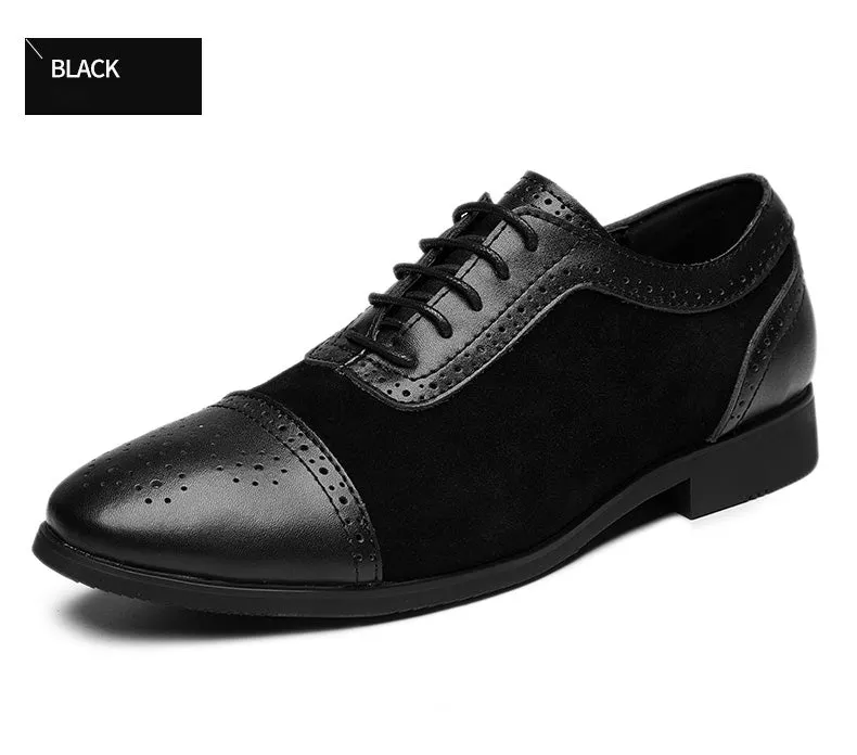 Bernie - Dark Academia Men's Cap Toe Oxford Genuine Leather and Suede Shoes