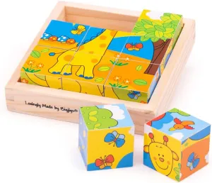 BIGJIGS BJ512 WOODEN SAFARI CUBE PUZZLE