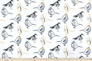 Bird Toile Brazilian Yellow Slub Canvas Fabric By Premier Prints