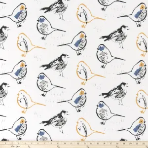 Bird Toile Brazilian Yellow Slub Linen Fabric By Premier Prints