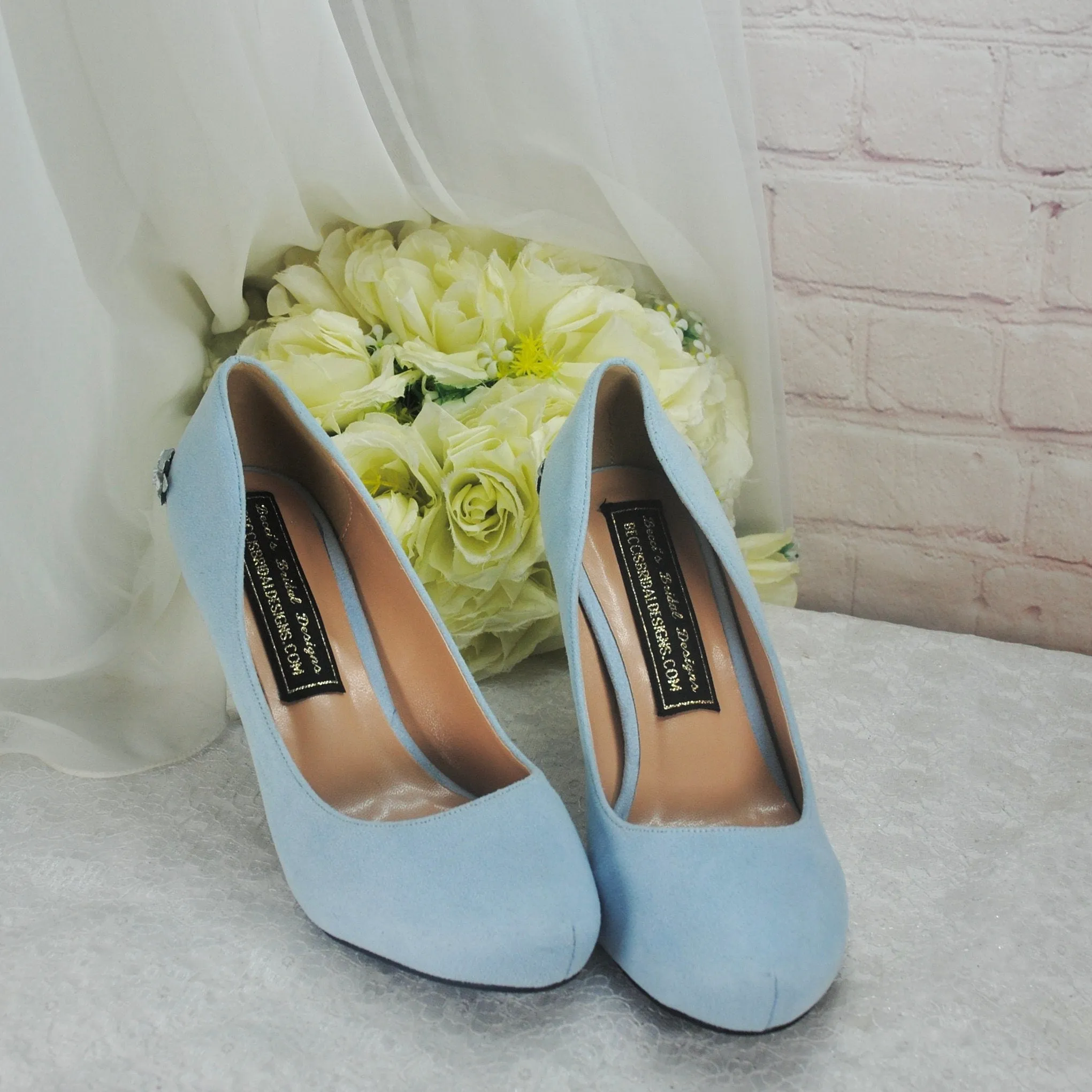 Blue Round Toe with Silver Flower Heel UK6/US8.5