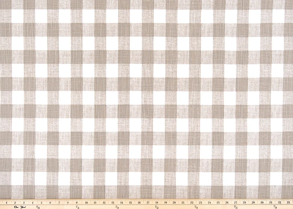 Buffalo Plaid Ecru Slub Canvas Fabric By Premier Prints