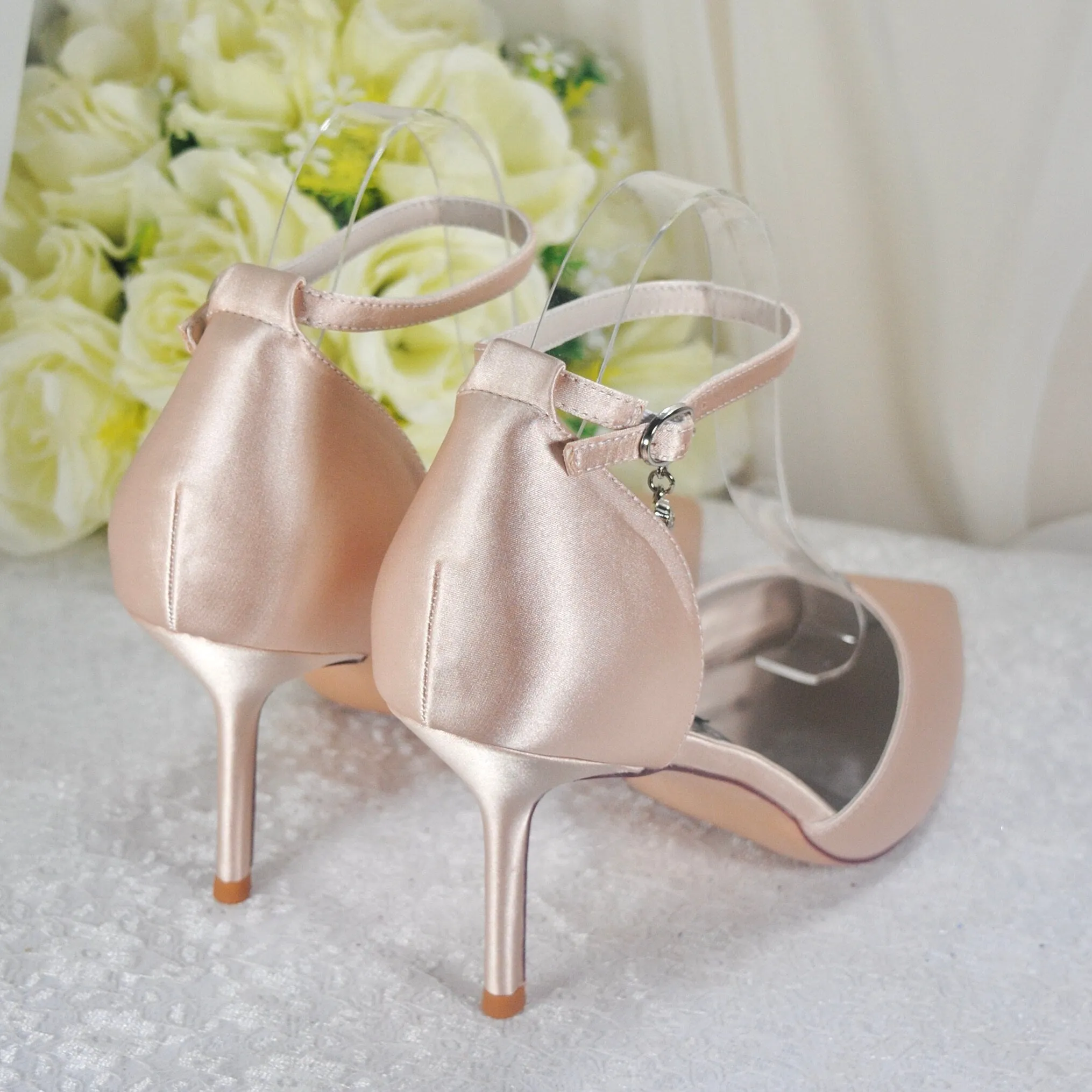 Champagne Satin Sandals Size UK8/US10