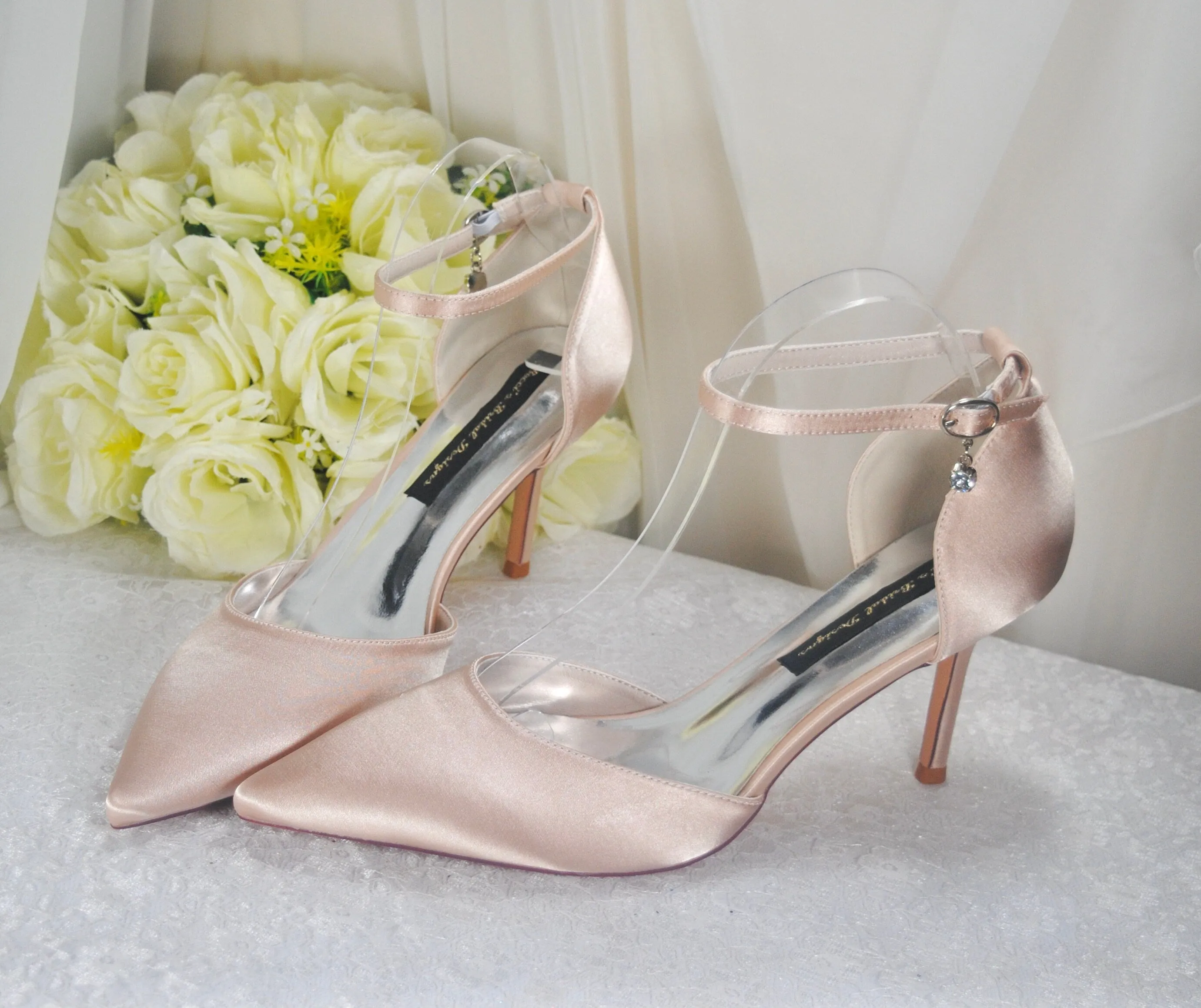 Champagne Satin Sandals Size UK8/US10