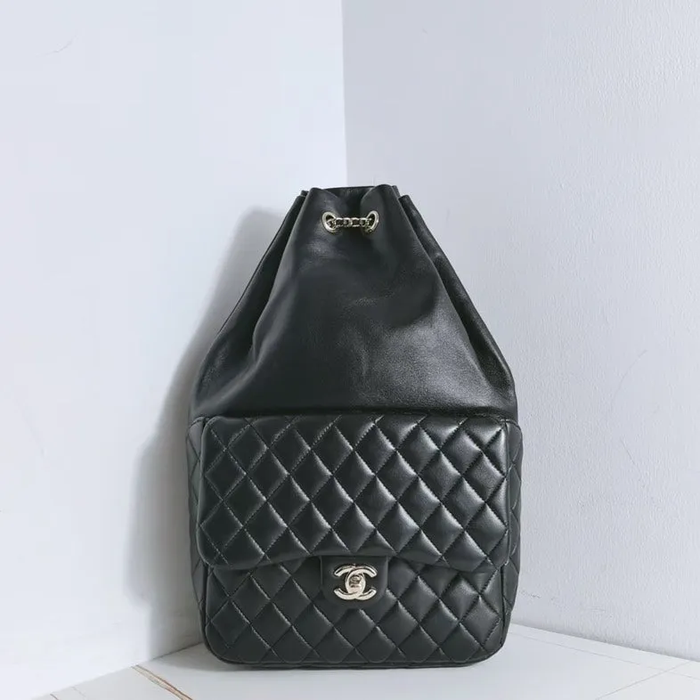 Chanel Black Calfskin Classic Quilted Backpack