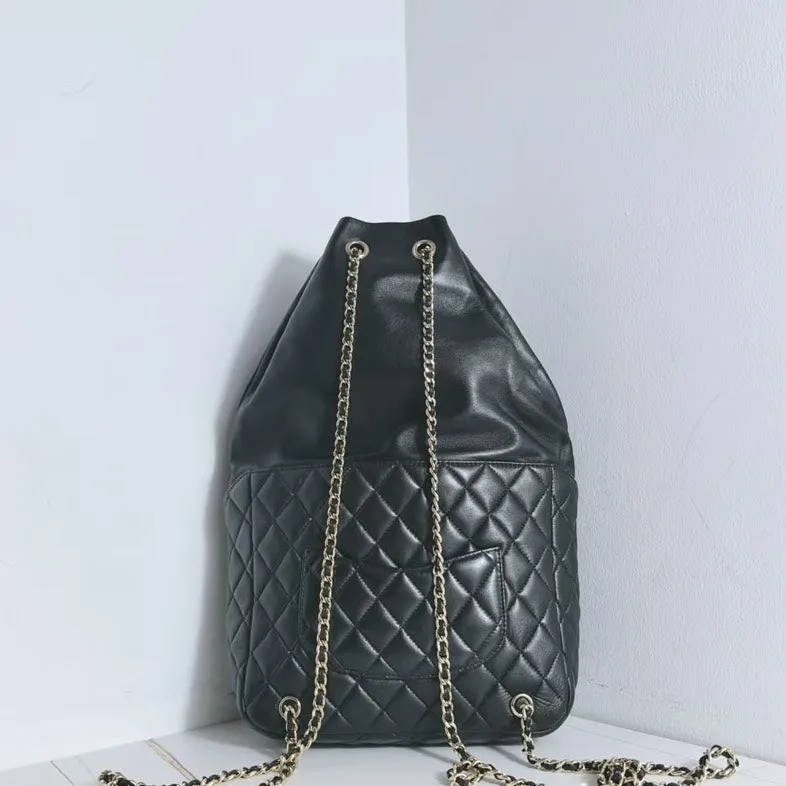 Chanel Black Calfskin Classic Quilted Backpack