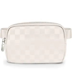 Checkered Belt Bag - White Fanny Pack For Women - Crossbody Waist Bag
