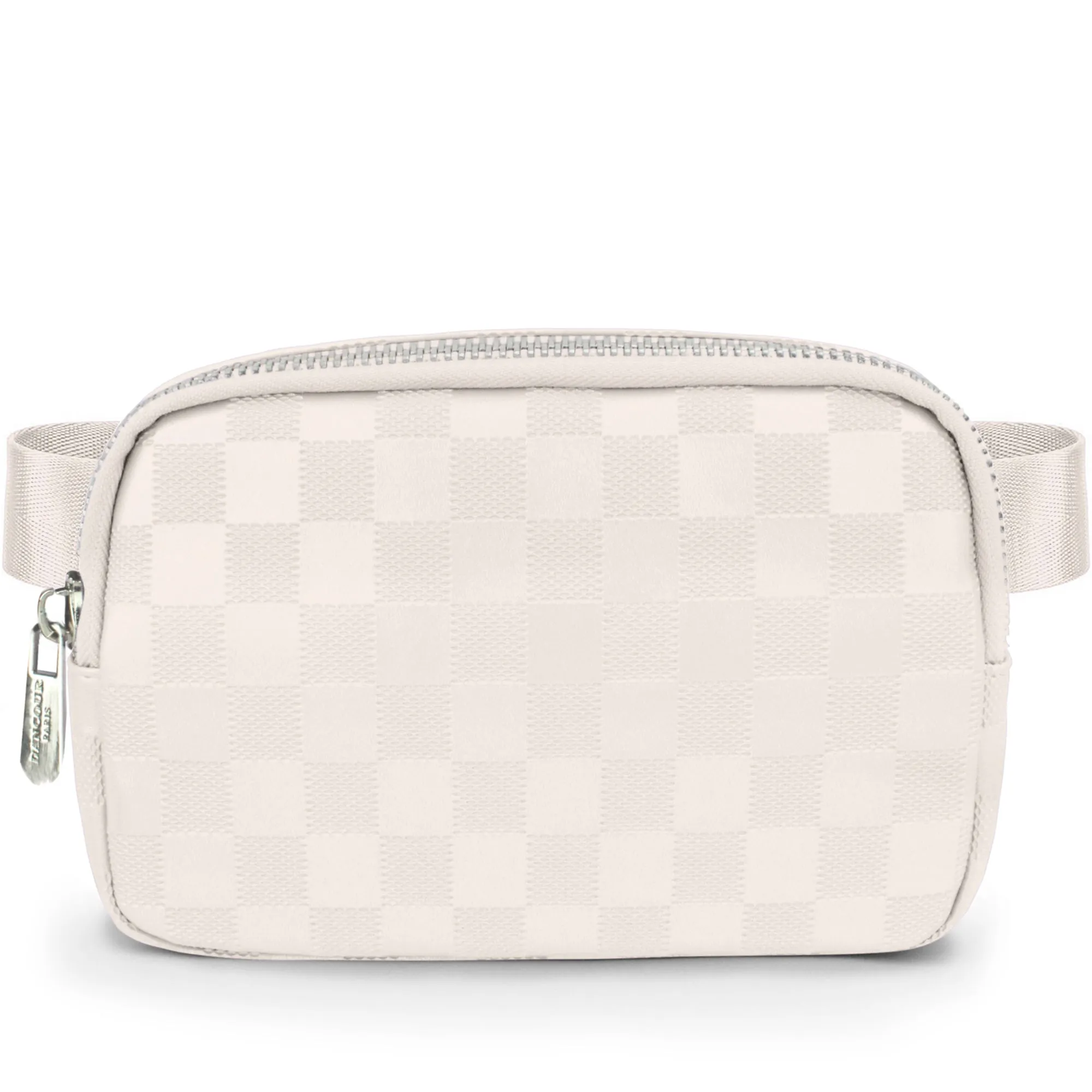 Checkered Belt Bag - White Fanny Pack For Women - Crossbody Waist Bag