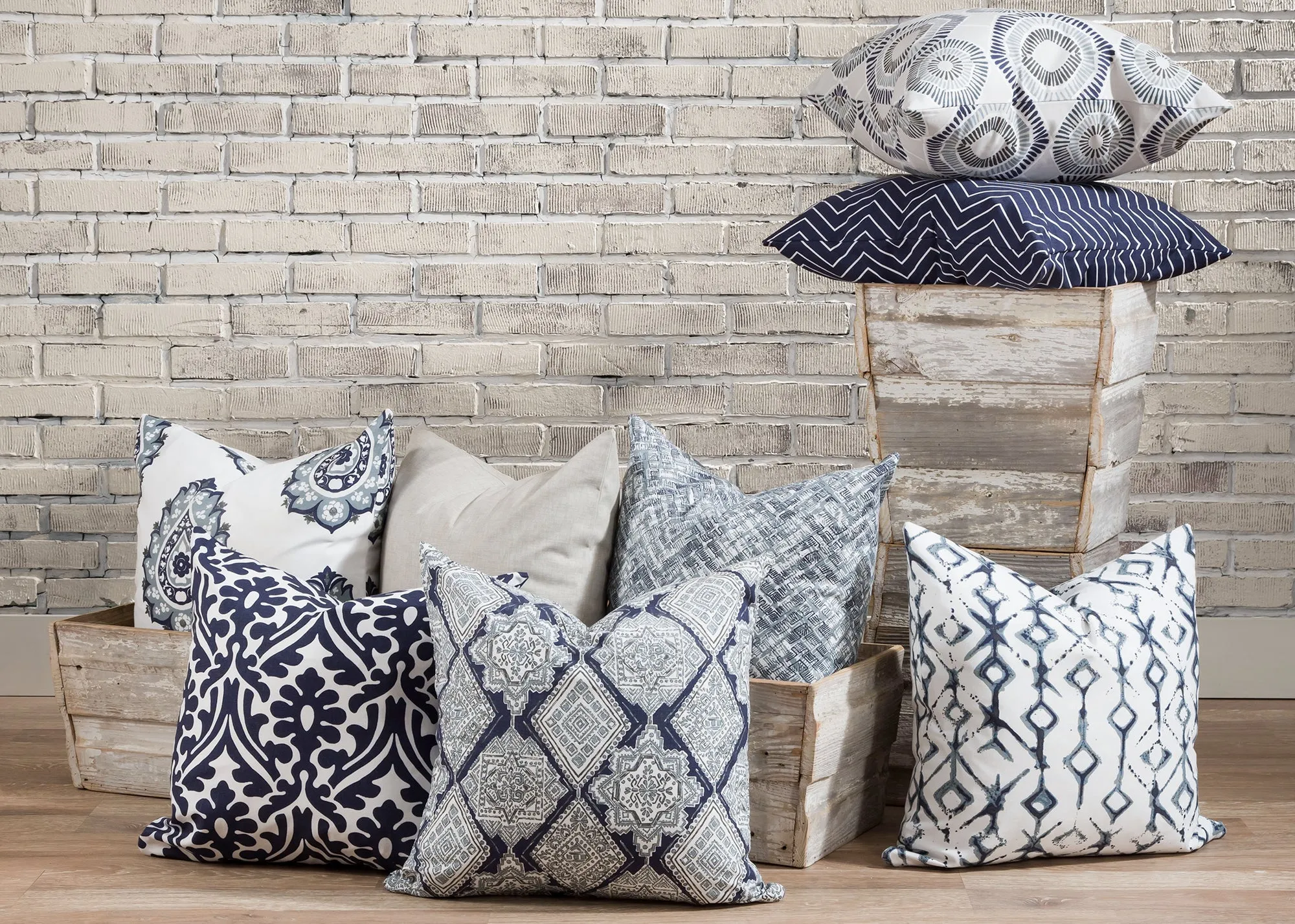 Chevron Vintage Indigo Fabric By Premier Prints