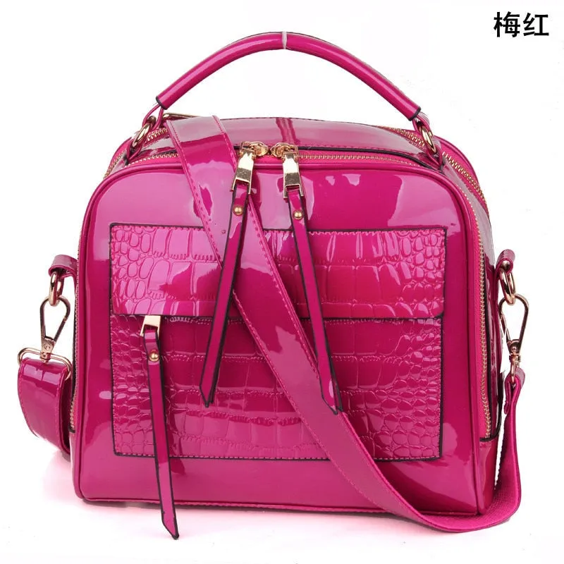 Christmas Gift LUYO Crocodile Grain Patent Leather Trunk Crossbody Bags For Women Shoulder Sequin Bag Ladies Handbags Bolsa Feminina Sac A Main