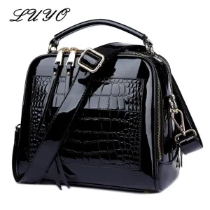 Christmas Gift LUYO Crocodile Grain Patent Leather Trunk Crossbody Bags For Women Shoulder Sequin Bag Ladies Handbags Bolsa Feminina Sac A Main