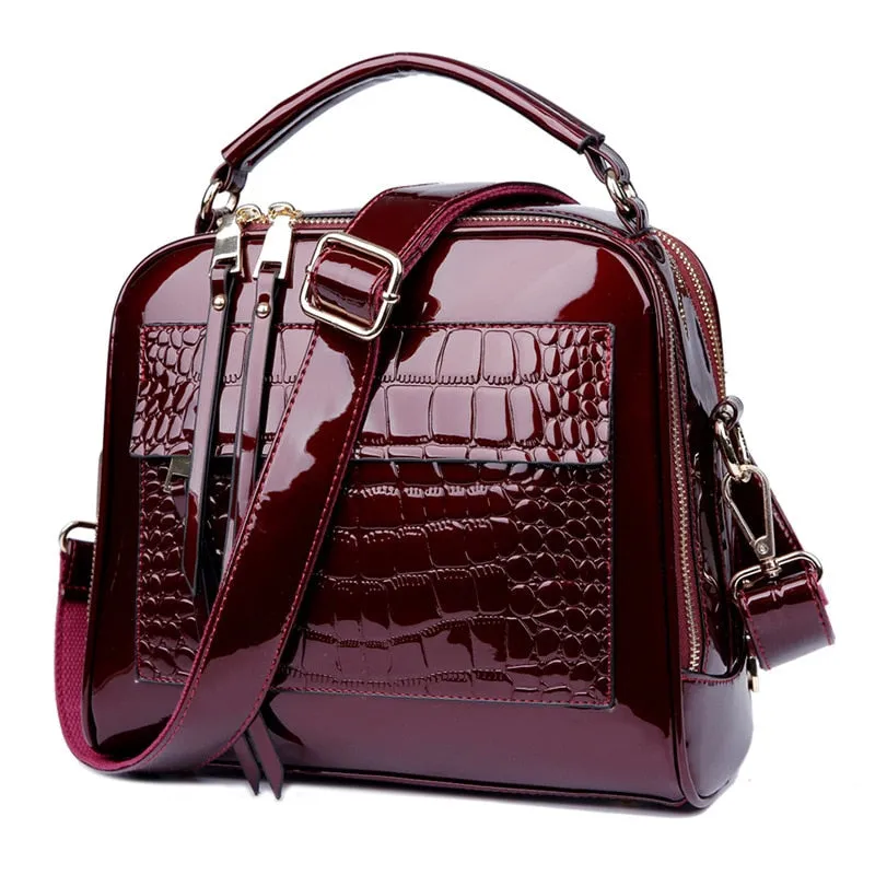 Christmas Gift LUYO Crocodile Grain Patent Leather Trunk Crossbody Bags For Women Shoulder Sequin Bag Ladies Handbags Bolsa Feminina Sac A Main