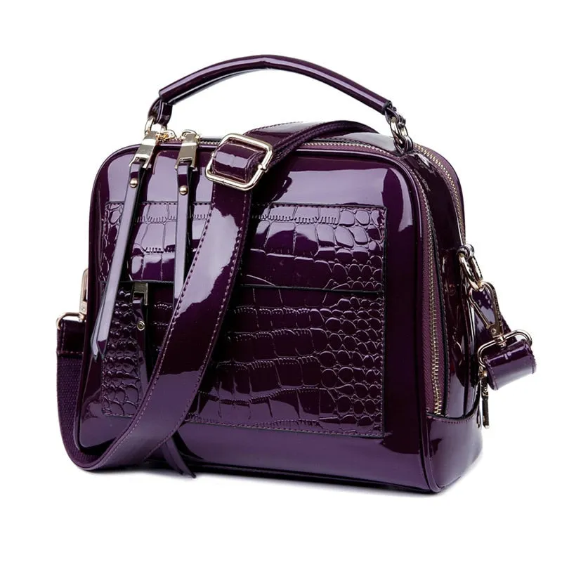 Christmas Gift LUYO Crocodile Grain Patent Leather Trunk Crossbody Bags For Women Shoulder Sequin Bag Ladies Handbags Bolsa Feminina Sac A Main