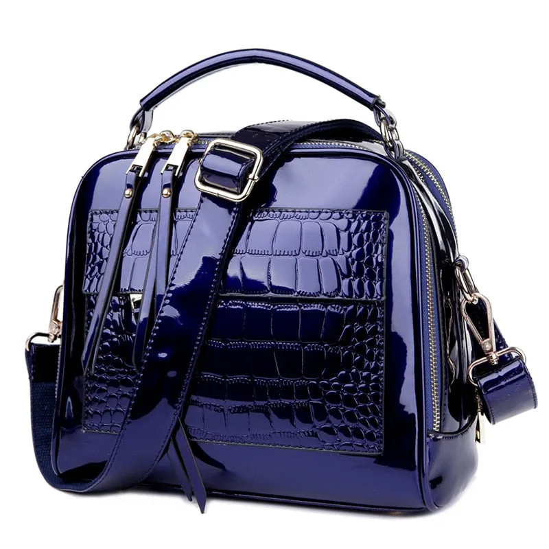 Christmas Gift LUYO Crocodile Grain Patent Leather Trunk Crossbody Bags For Women Shoulder Sequin Bag Ladies Handbags Bolsa Feminina Sac A Main