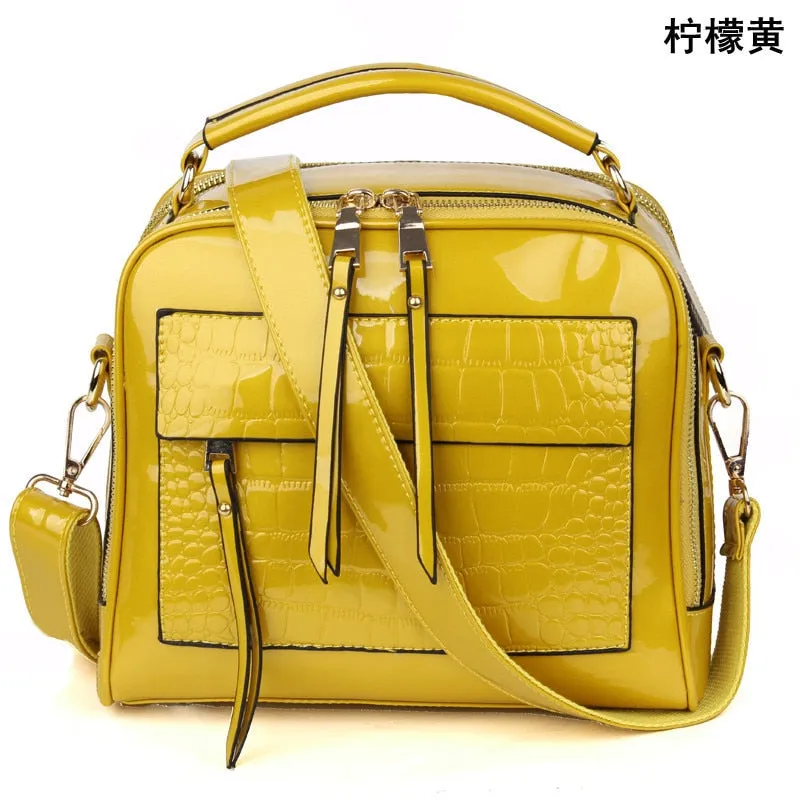 Christmas Gift LUYO Crocodile Grain Patent Leather Trunk Crossbody Bags For Women Shoulder Sequin Bag Ladies Handbags Bolsa Feminina Sac A Main