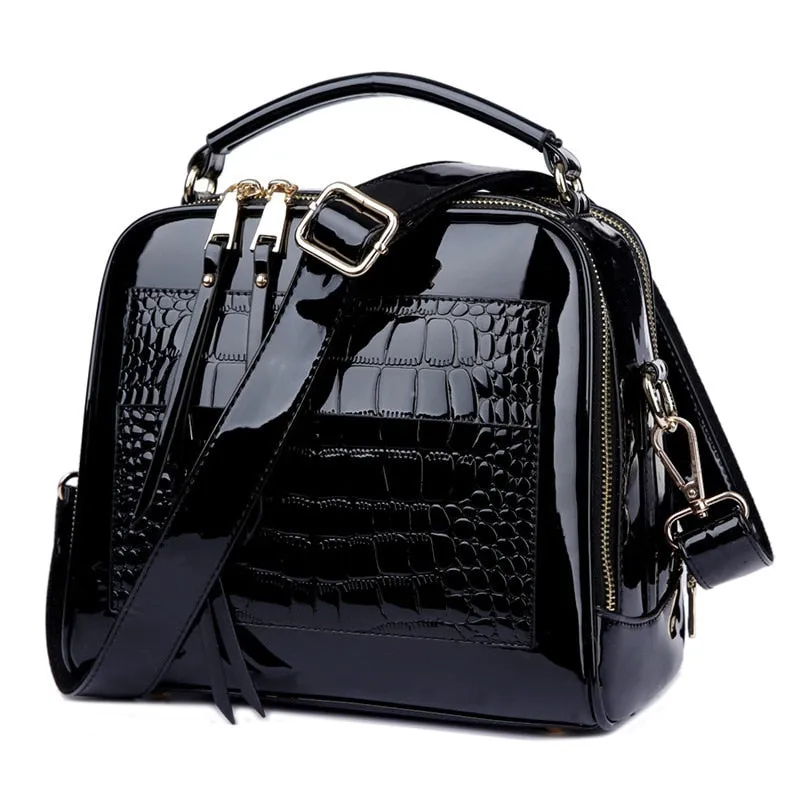 Christmas Gift LUYO Crocodile Grain Patent Leather Trunk Crossbody Bags For Women Shoulder Sequin Bag Ladies Handbags Bolsa Feminina Sac A Main