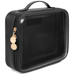 Clear Makeup Bags - TSA Approved Toiletry Bag with Handle Large Opening, Clear Toiletry Bags for Traveling Travel Essentials Travel Size Toiletries Car Accessories for Women (Large Black)