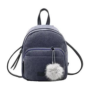 Creazrise Women Fashion School Bags Mini Thicken Corduroy Backpacks (Gray)