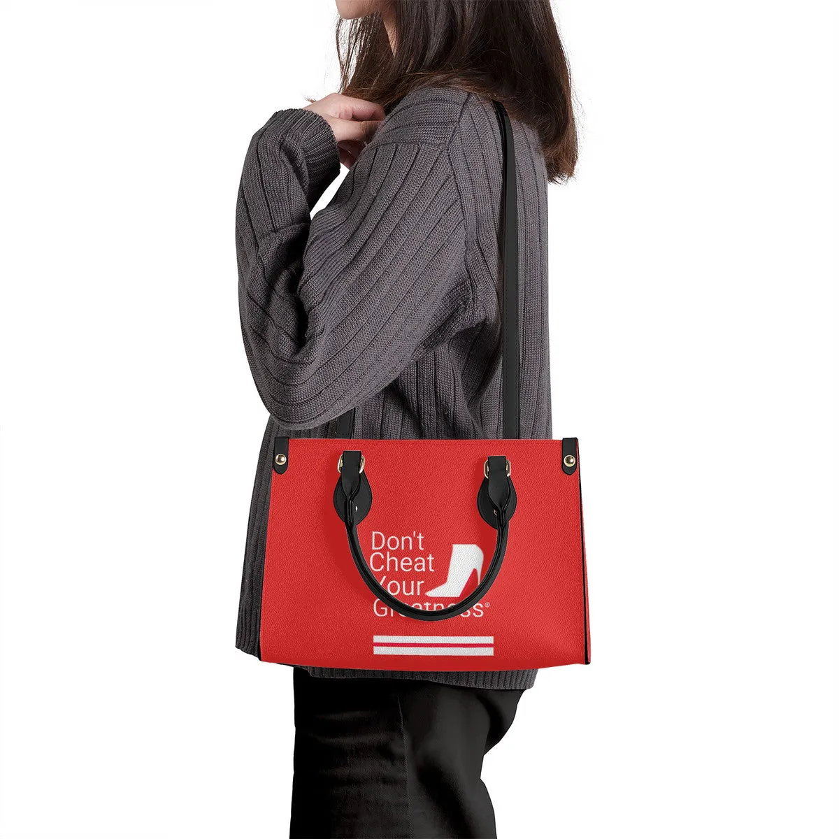 DCYG White Red Bottoms  Luxury Women PU Tote Bag - Black