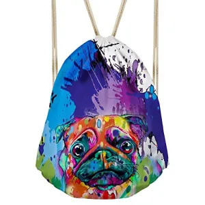 Doginthehole Animal Print Drawstring Rucksack Women Casual Backpacks Gym Satchel