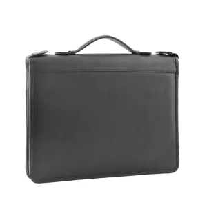 DR334 Real Leather Portfolio Case with Carry Handle Black