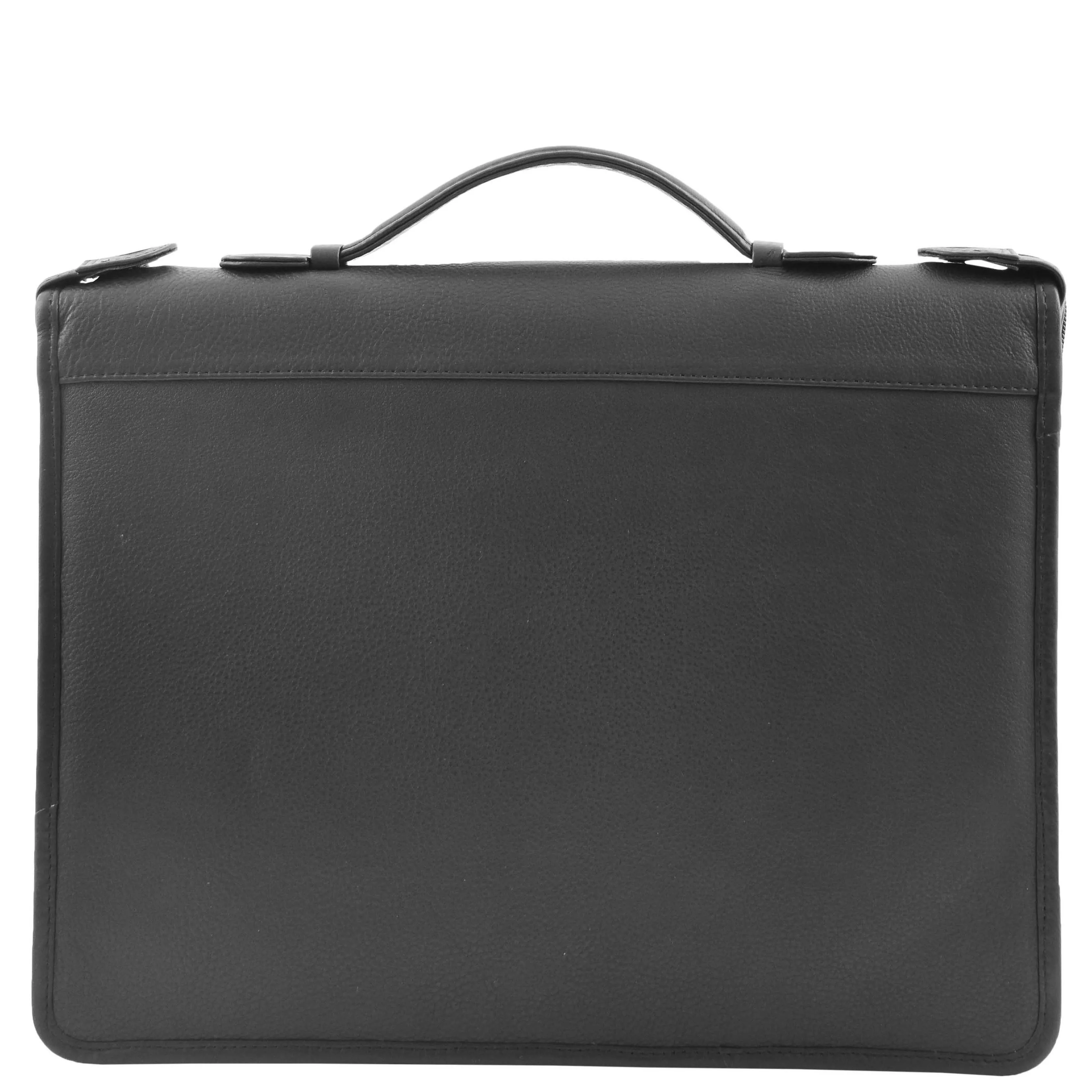 DR334 Real Leather Portfolio Case with Carry Handle Black