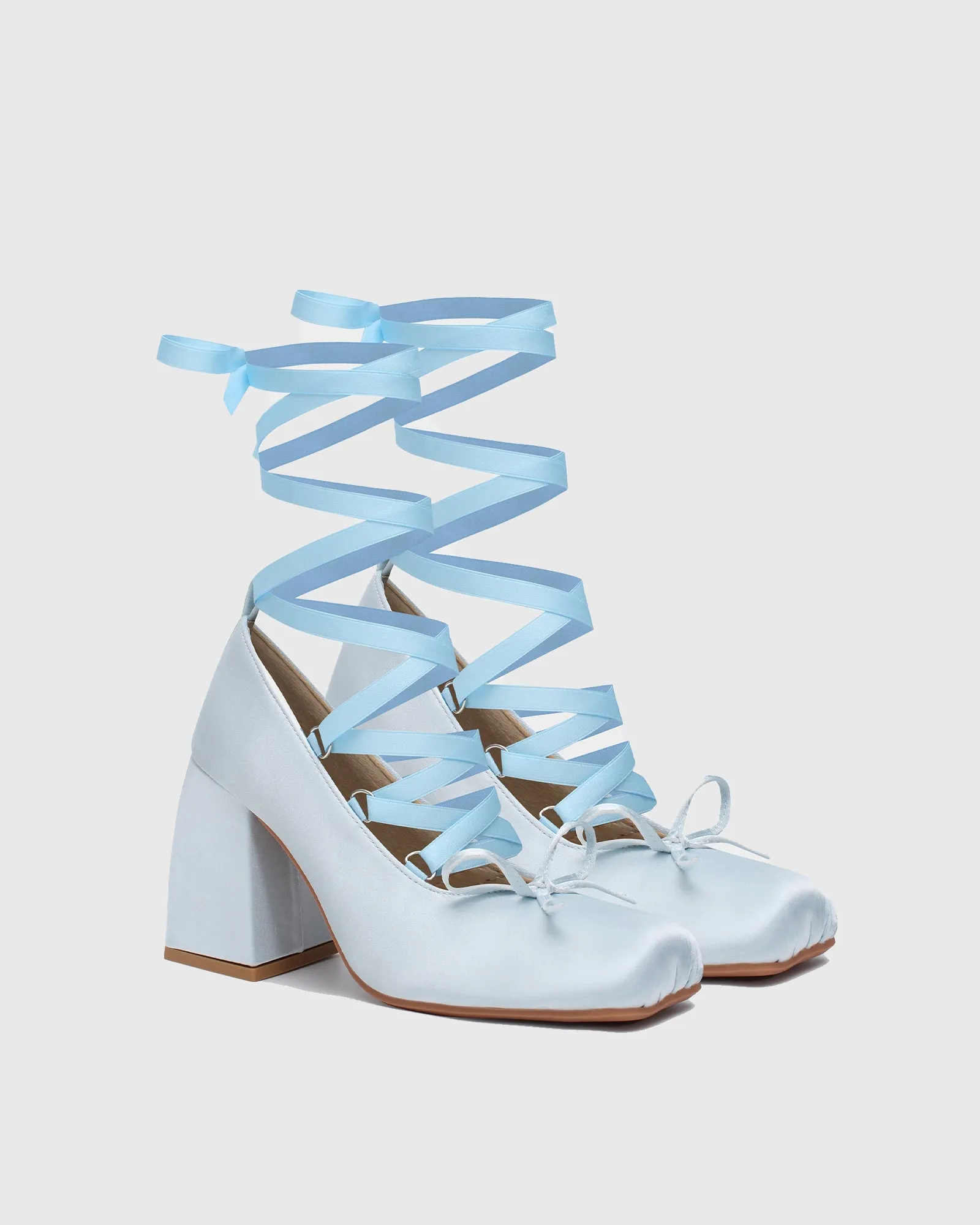 Ea Satin Lace Up  Lolita Loafer In Blue