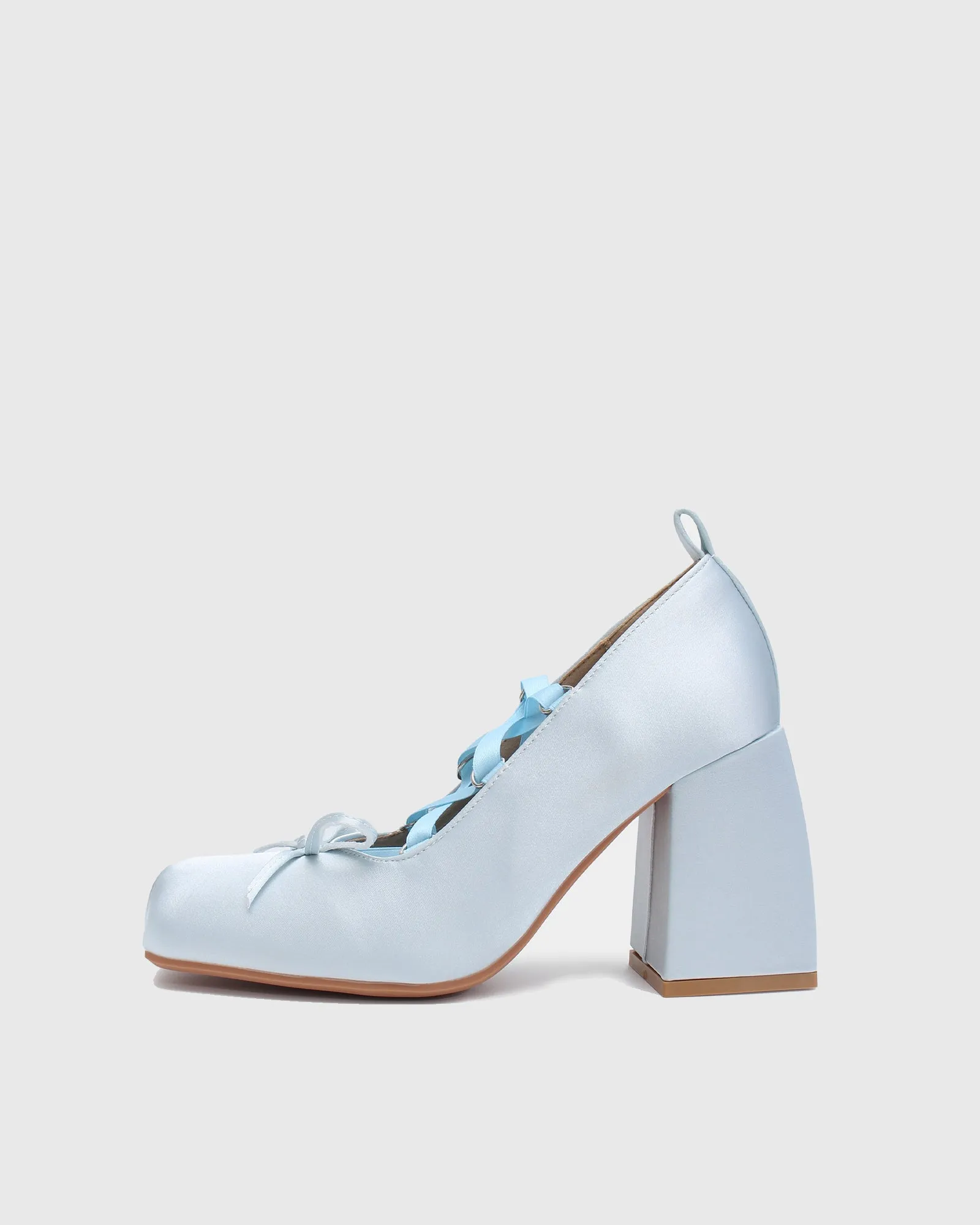 Ea Satin Lace Up  Lolita Loafer In Blue