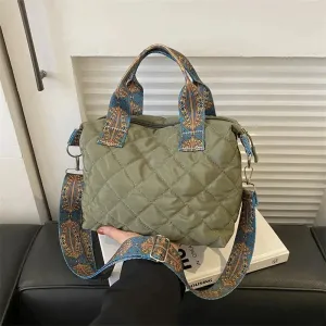 Fashion Nylon Women's Wide Strap Shoulder Saddle Purse Handbag Large Capacity Crossbody Tote Bag