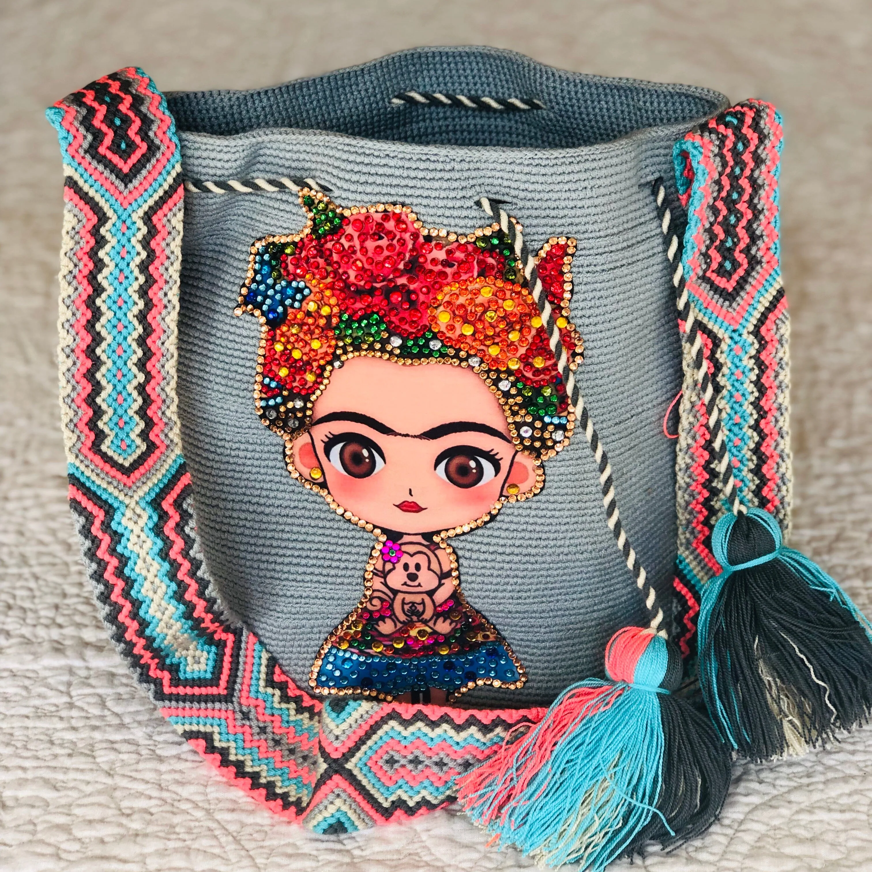 Frida Tribute - Rhinestone Embellished Crochet Bags