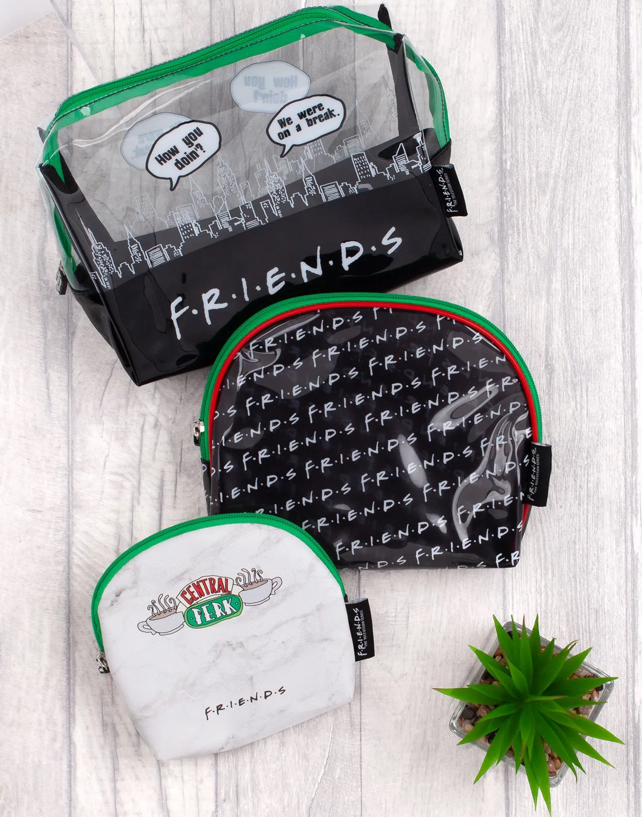 Friends 3 Pack Cosmetic, Toiletry, Make-Up Organiser Bags