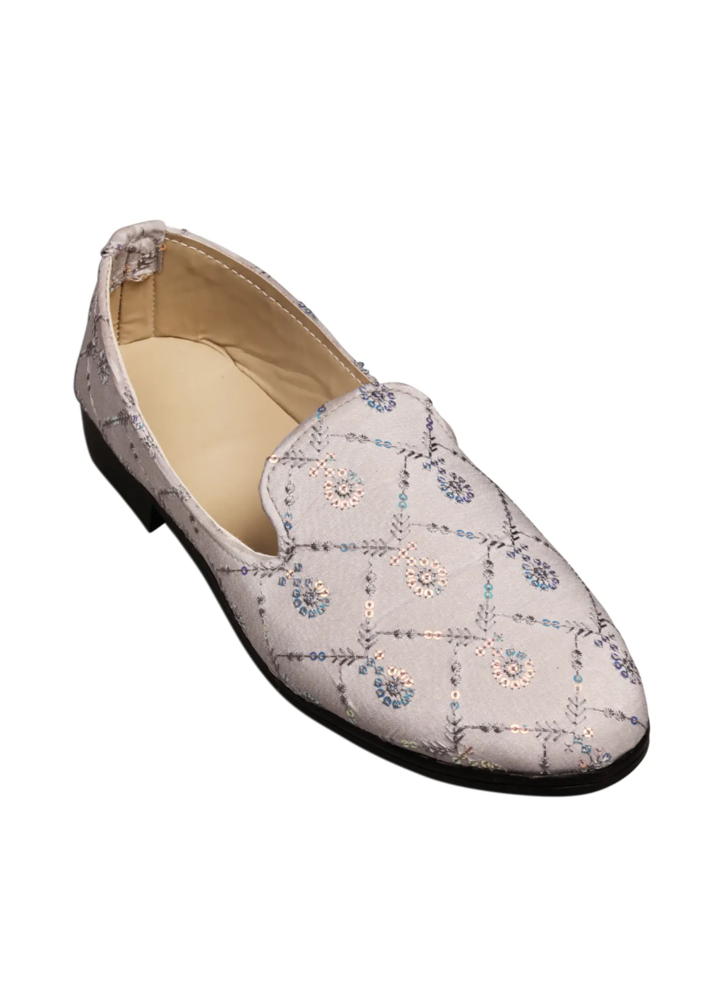 Grey Self Loafer Shoes For Men