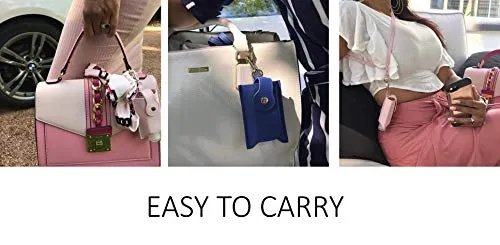 Hand Sanitizer Holder Keychain & Lanyard Carriers 60ml Flip Cap Reusable Empty Hand Sanitizer Bottles Portable Travel Size For Sanitizers Lotion Clips to Purse Travel Bag Diaper Bag (Blush & Navy)