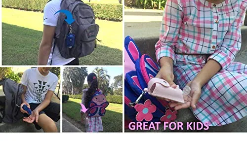 Hand Sanitizer Holder Keychain & Lanyard Carriers 60ml Flip Cap Reusable Empty Hand Sanitizer Bottles Portable Travel Size For Sanitizers Lotion Clips to Purse Travel Bag Diaper Bag (Blush & Navy)