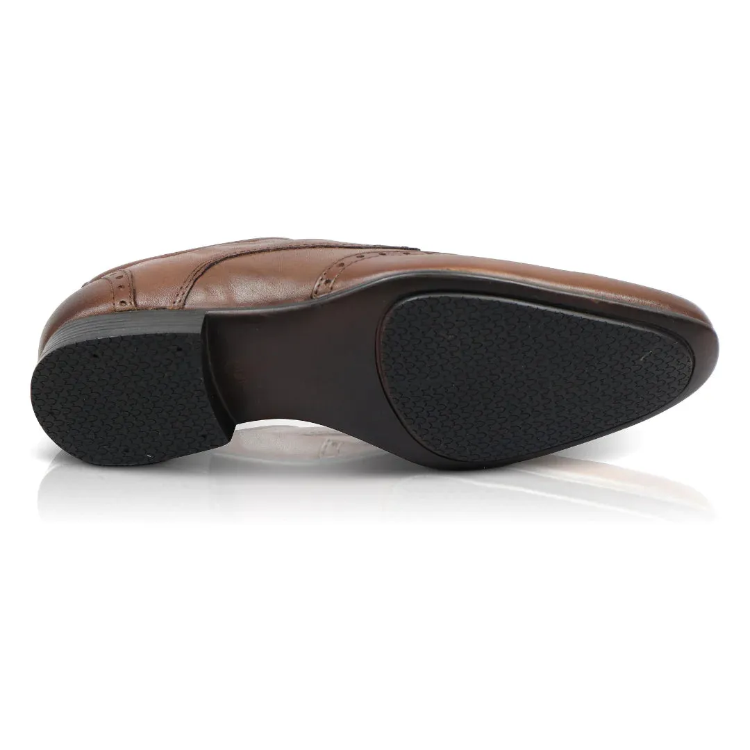 Leather Fleet Smart Formal Leather Brogue Shoe - Brown