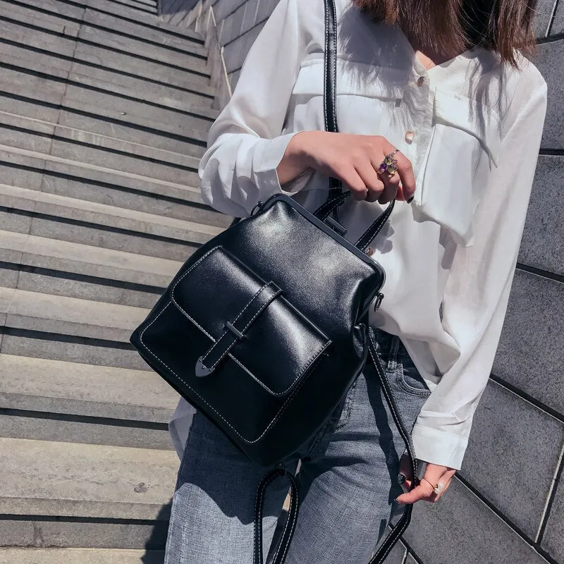 LEFTSIDE Brand 2018 Retro Hasp Back Pack Bags PU Leather Backpack Women School Bags For Teenagers Girls Luxury Small Backpacks